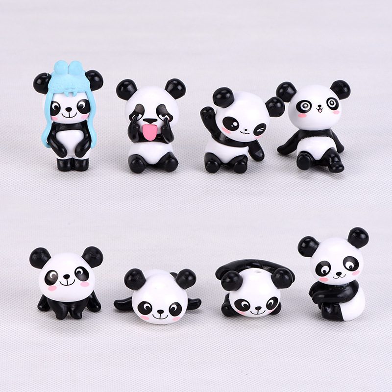 Miniture Fairy Garden Accessories Supplies Resin Cartoon Panda Figurine Toys Pot Bonsai Miniature Garden Terrariums Fairy Garden Animals Kits Items Car Interior Decoration Table Ornaments